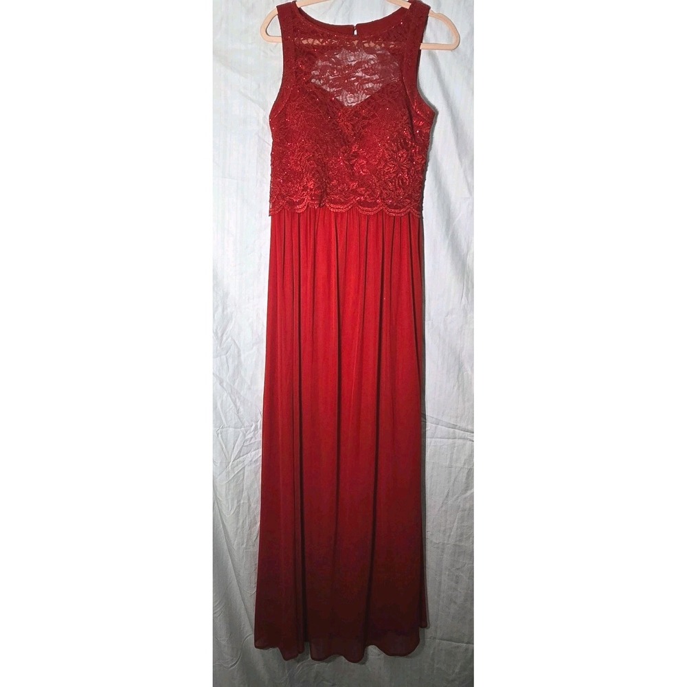 Nightway Collections Red Evening Gown Lace Bodice Sparkly Size 8